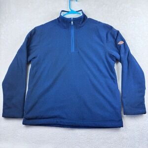 Orvis‎ Fleece Sherpa Lined Classic Collection Blue Quarter Zip Pullover Mens L